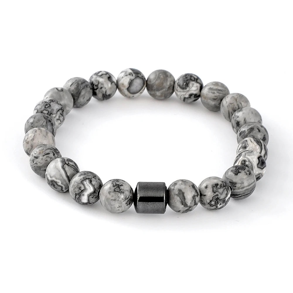 MARBLE BLACK ONYX Grey BRACELET