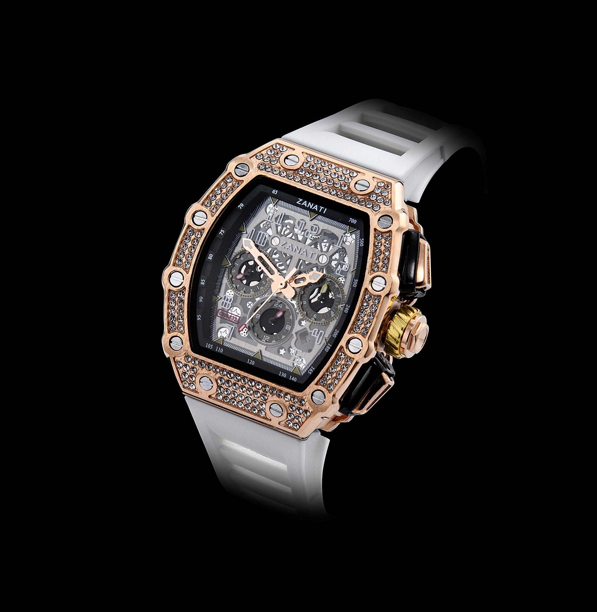 Billionaire Rose Gold / White Strap