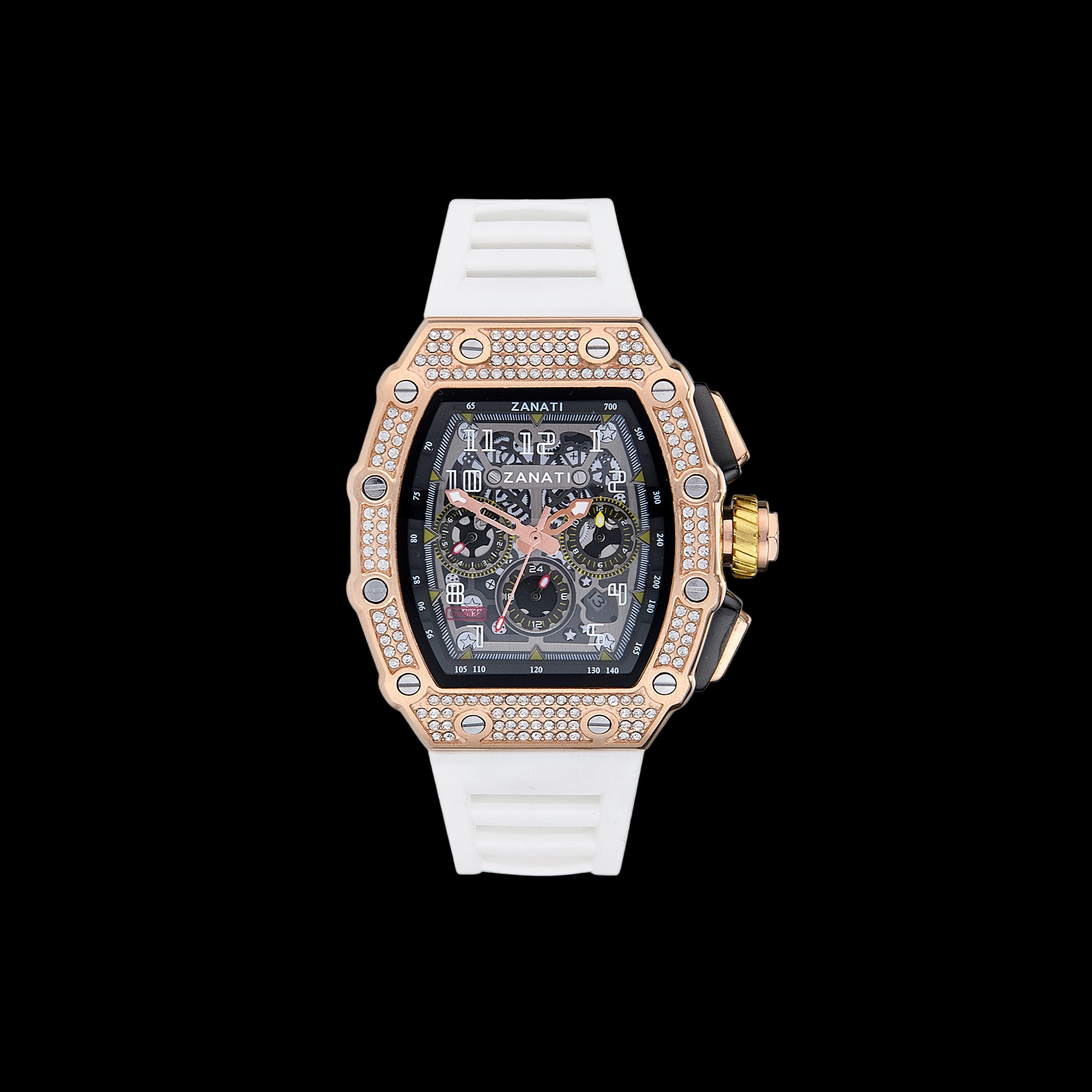 Billionaire Rose Gold / White Strap