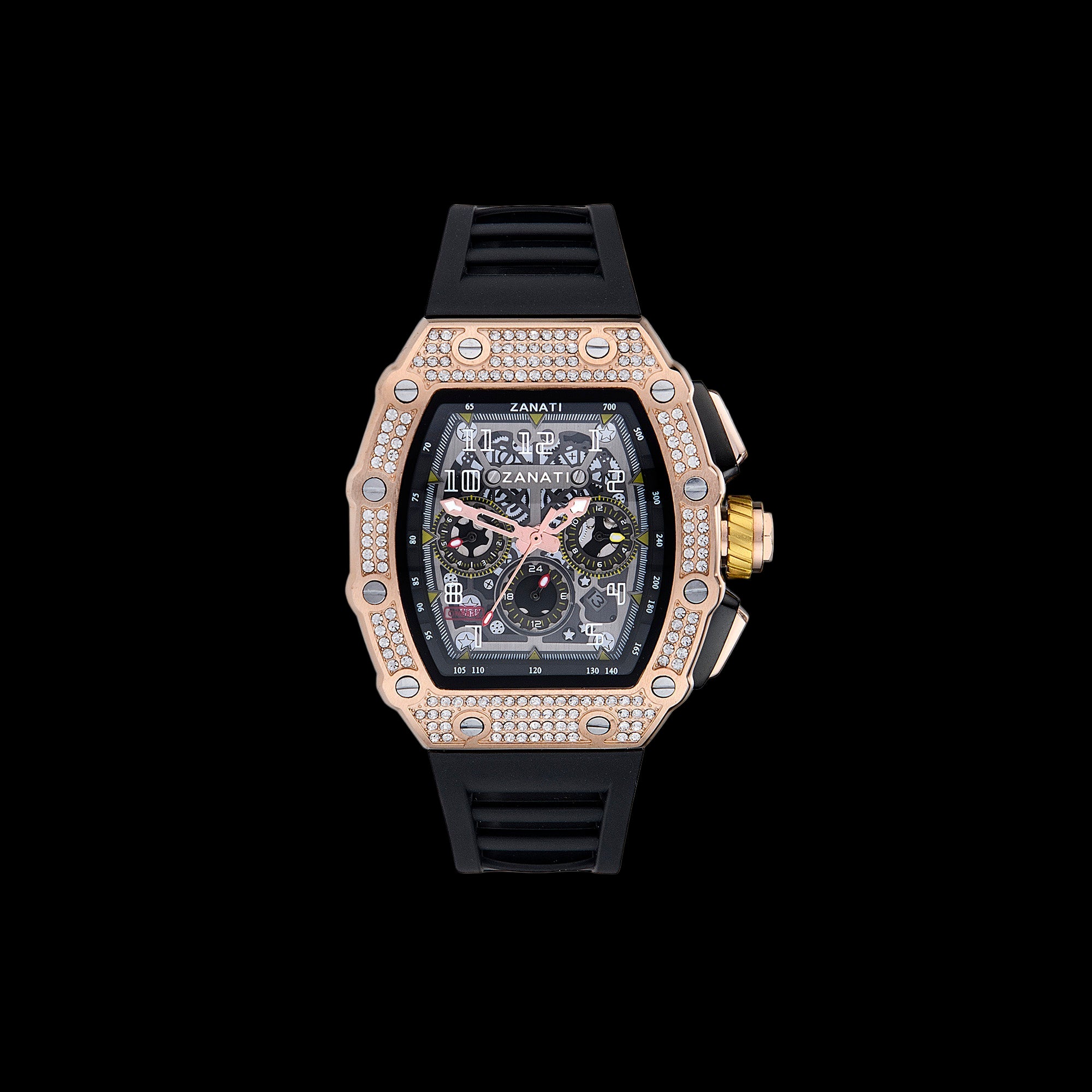 Billionaire Rose Gold / Black Strap