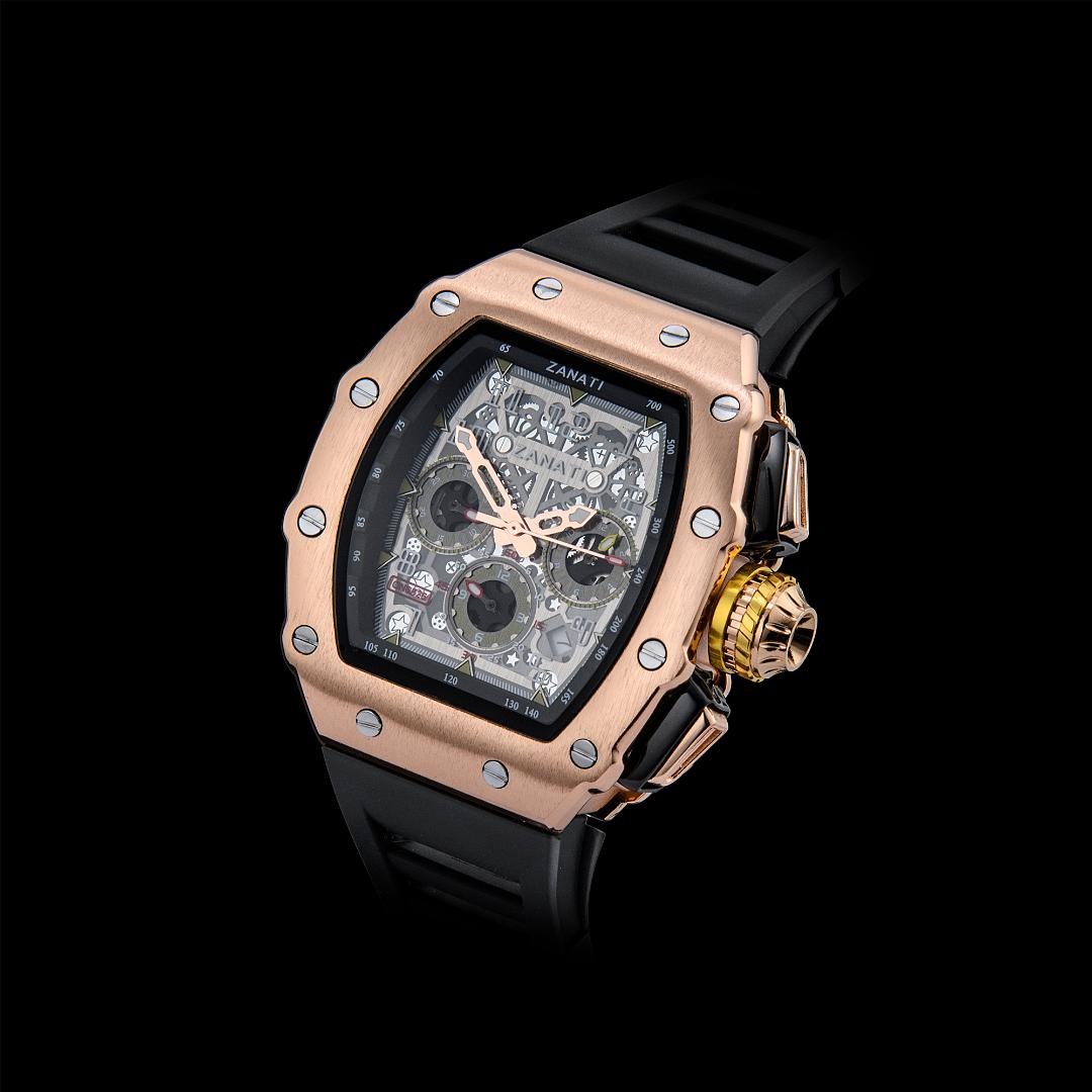 Billionaire Rose Gold / Black Strap